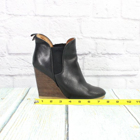*Coach Black Leather Slip On Almond Toe Wedge Casual Chelsea Booties Size - Picture 7 of 9